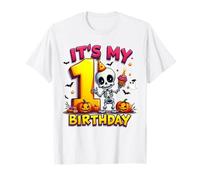 Kids It's My 1st Birthday Boy Halloween Skeleton 1 Years Old Camiseta
