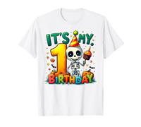 Kids It's My 1st Birthday Boy Halloween Skeleton 1 Years Old Camiseta
