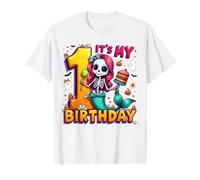 Kids It's My 1st Birthday Girl Halloween Mermaid Skeleton Camiseta