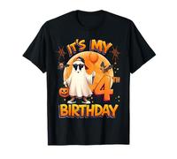 Kids It's My 4th Birthday Boy Ghost Halloween 4 Years Old Camiseta