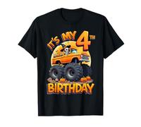 Kids It's My 4th Birthday Boy Halloween Monster Truck Camiseta