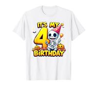 Kids It's My 4th Birthday Boy Halloween Skeleton 4 Years Old Camiseta