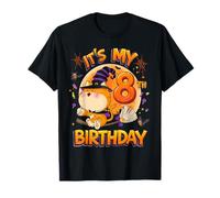 Kids It's My 8th Birthday Cat Witch Halloween 8 Years Old Camiseta
