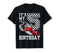 Kids It's My Five Birthday Boys 5 Racing Car Flag Race Camiseta