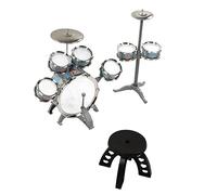 Kids Jazz Set - Juego de 7 tambores de sonido compacto para principiantes con silla - Instrumentos musicales ideales para mayores de 3 años
