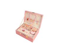 Kids Jewelry Box, PU Leather Made Jewelry case with 21/32/37 Pieces Little Girls Jewelry Set, 2/3/4Layers Portable Travel Jewelry case for Earrings Br