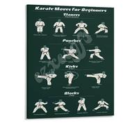 Kids Karate Moves Poster Beginners Training Guide Basic Techniques for Childrens Room Dojo Educational Wall Art(Framed,12x18inch(30x45cm))