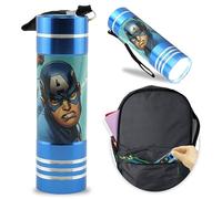 Kids Licensing Avengers Linterna, Linterna LED de 9 luces con colores, aluminio, correa de muñeca, pulsador, para niños a partir de 3 años, Avengers Azul
