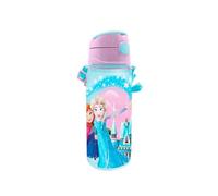 Kids Licensing - Botella de Agua Niños y Niñas - Cantimplora de Aluminio con Asa y Cierre de Clic, Libre de BPA y Toxinas, 600 ml, Diseño de Frozen