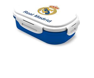 Kids Licensing - Fiambrera Sandwichera con Dos Compartimentos y Cubierto inluido - Ideal Picnic, Cole y Excursiones - Modelo Real Madrid