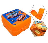 KIDS LICENSING HOVUK Hot WheeIs - Lonchera para niños de 14 cm, 3 compartimentos, de plástico, reutilizable, sin BPA, para niños escolares y regalo de cumpleaños de más de 3 años