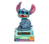 Kids Licensing - Lámpara Infantil con Despertador y Fecha, 3D Stitch, Luz Nocturna, Decoración Niño y Niña, para Fans de los Dibujos