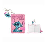 Kids Licensing - Libreta Peluche A7 con Rayas para Escribir y Llavero - Cuaderno Infantil Suave de Stitch para Niñas, Ideal para Regalar