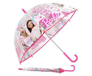 Kids Licensing - Paraguas Transparente Manual tipo Campana de 46cm de Barbie para Niñas