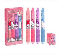 Kids Licensing - Set de 4 Bolígrafos de Hello Kitty & Friends, Set de Bolígrafos Escolares, Papelería Infantil, Material Escolar, Regalo para Niñas y Fans de Sanrio