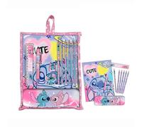 Kids Licensing - Set de Papelería Stitch, Estuche con Cuaderno, Colores, Bolígrafo y Accesorios Escolares para Niños