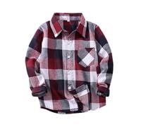 Kids Little Boys Girls Baby Red Plaid Flannel Shirt Jacket Long Sleeve Down Flannel Shirt Plaid Tops Girl Boy Clothes Baby T Shirt Kurzarm Junge, Vino, 2-3 años