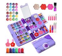 Kids Makeup Kit For Girls - Washable Princess Cosmetic Set In Purple Laptop Case | Real Makeup Toy For & Children Aged 3-12 | Birthday & Role Play Gift