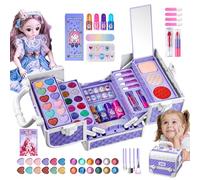 Kids Makeup Kit Toys - 16.5x12x18cm 43-Piece Girls Cosmetic Set, Pretend Makeup Box, Portable Handle, Fun Beauty Accessories | Creative Toys For Birthday Children Day Gift Play For Ages 3-12
