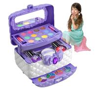 Kids Makeup Kit, Washable Pink Makeup Set, Portable Toddler Make Up Case, Princess Cosmetic Case, Safe and Gentle Skin 6.5x4.72x7.48 inch Ideal for Young Girls, Fashion Icono