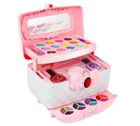 Kids Makeup Kit, Washable Pink Makeup Set, Portable Toddler Make Up Case, Princess Cosmetic Case, Safe and Gentle Skin 6.5x4.72x7.48 inch Ideal for Young Girls, Fashion Icono