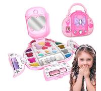 Kids Makeup Set, Real Washable Cosmetic, 7.87x7.09 Inches, Pretend Play Dress Up Toys with Lip Gloss Blush Mirror, Fun Makeup Kit for Girls, Birthday Christmas Girls 5 to 8