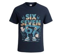 Kids Meme 67 Six Seven 6 7 Italian Brainrot - Camiseta para niños, Camiseta azul marino con estampado blanco, 12-14 años