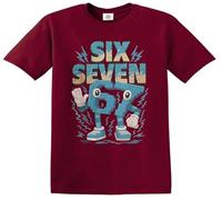 Kids Meme 67 Six Seven 6 7 Italian Brainrot - Camiseta para niños, Camiseta granate con estampado blanco, 9-11 años