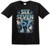 Kids Meme 67 Six Seven 6 7 Italian Brainrot - Camiseta para niños, Camiseta negra con estampado blanco, 12-14 años