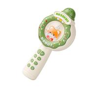 Kids Microphone, Music Sing Toys, Cute Handheld Karaoke Mic, Recording and Musical Light Show Feature, 10x7.4x22cm Ideal for 3 to 12 Year Old Kids, Brown, Pink and Green