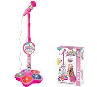 Kids Microphone with Stand, Adjustable Microphone Stand for Kids, All-in-One Karaoke Machine with Lights, Ignite Passion for Singing (Pink)