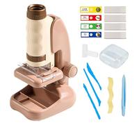 Kids Microscope Kit, Educational Set, 6.69x3.94x2.76 Inches Magnification Activity Toy with Slides Tools, Stem Science Microscope for Children Light, Ages 2+ Home School