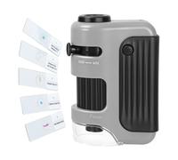Kids Microscope, Pocket 60X-120X Science Learning Tool, ABS LED Light Microscope with Glass Slides for Student Exploration, Discovery, and Observation, 2.44x1.34x3.54 Inches