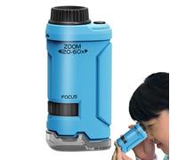 Kids Microscope Toy, Pocket Science Scope, 4.33x1.97in Adjustable Led Magnifier, 60x-120x Zoom Range, Compact Handheld Design for Student Learning Educational Exploration Use