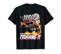 Kids Monster Truck 2 Year Old Boys 2nd Birthday Crushing It Camiseta