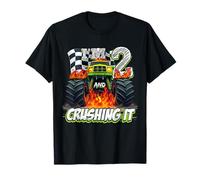 Kids Monster Truck 2 Year Old Boys 2nd Birthday Crushing It Camiseta