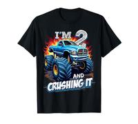 Kids Monster Truck 2 Year Old Boys 2nd Birthday Crushing It Camiseta