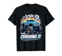Kids Monster Truck 2 Year Old Boys 2nd Birthday Crushing It Camiseta