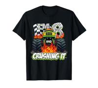 Kids Monster Truck 8 Year Old Boys 8th Birthday Crushing It Camiseta