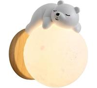Kids Moon Night Light Wall Light Cute Cartoon Moon Wall Lamp Fixture Nursery Decor Light for Boys Girls Bedroom Playroom(Bear)