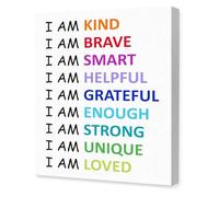 Kids Motivational Poster Affirmations I Am Kind Brave for Classroom Wall Decor(Unframed,12x18inch(30x45cm))