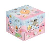 Kids Music Jewelry Box - Mirror Drawer Boxes, Musics Storage Musical for Girls Wooden Ballerina Design | Suitable Christmas Thanksgiving Birthday Gift Keepsake Organizer, 4.13*4.13*3.35 inches