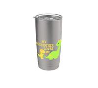 Kids My Godmother Loves Me Dinosaur for ahijado regalos para hijo Vaso térmico de acero inoxidable de doble pared