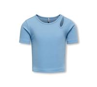 KIDS ONLY Kognessa S/S Cut out Top Box Jrs Noos Camisetas, Azul Claro/Detalle: Corte en los Hombros, 122-128 para Niñas
