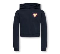 KIDS ONLY Sudadera de felpa con capucha, estampado de corazones. Color Azul Marino