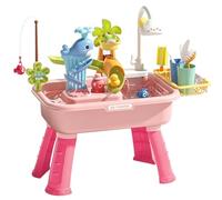 Kids Outdoor Water Table - Electric Sensory Pool Toy with Pump | Summer Fishing Game Table | Running Water Activity Center | para niños niñas de 3 a 8 años, jardín, patio trasero, playa, parque preesc