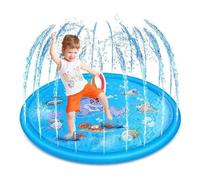Kids Outside Water Pad, Cartoon Sprinkler Splash Mat, Sturdy & Safe Aqua Toy, Interactive Non Slip Play Pad for Lawn, Patio, Beach, Outdoor Park, Birthday, Summer Party Activities