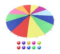 Kids Parachute - Cooperative Group Juego De, Juego De Paracaídas Multicolor con Pelotas | Juguete De Paracaídas De Gimnasia De 6 Pies, Actividades De Coordinación De Trabajo En Equipo De