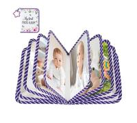 Kids Photo Album - 14x18.5cm Keepsake Scrapbook, Floral Design Memory Holder, Hanging Picture Collection Book with Reflective Mirror Feature | Nursery Decoration for Cot Pram Room Interior Growth