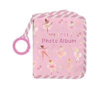 Kids Photo Book - Mini Cute Album | Soft Fabric Binder with Pvc Transparent Pages, Pink Ballerina Pattern Keepsake with Safety Mirror Hook, Family Album for School Wedding Boy Girl